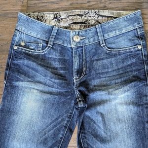 GUESS by MARCIANO Jeans, blue washed, silk animal prints inside lining.